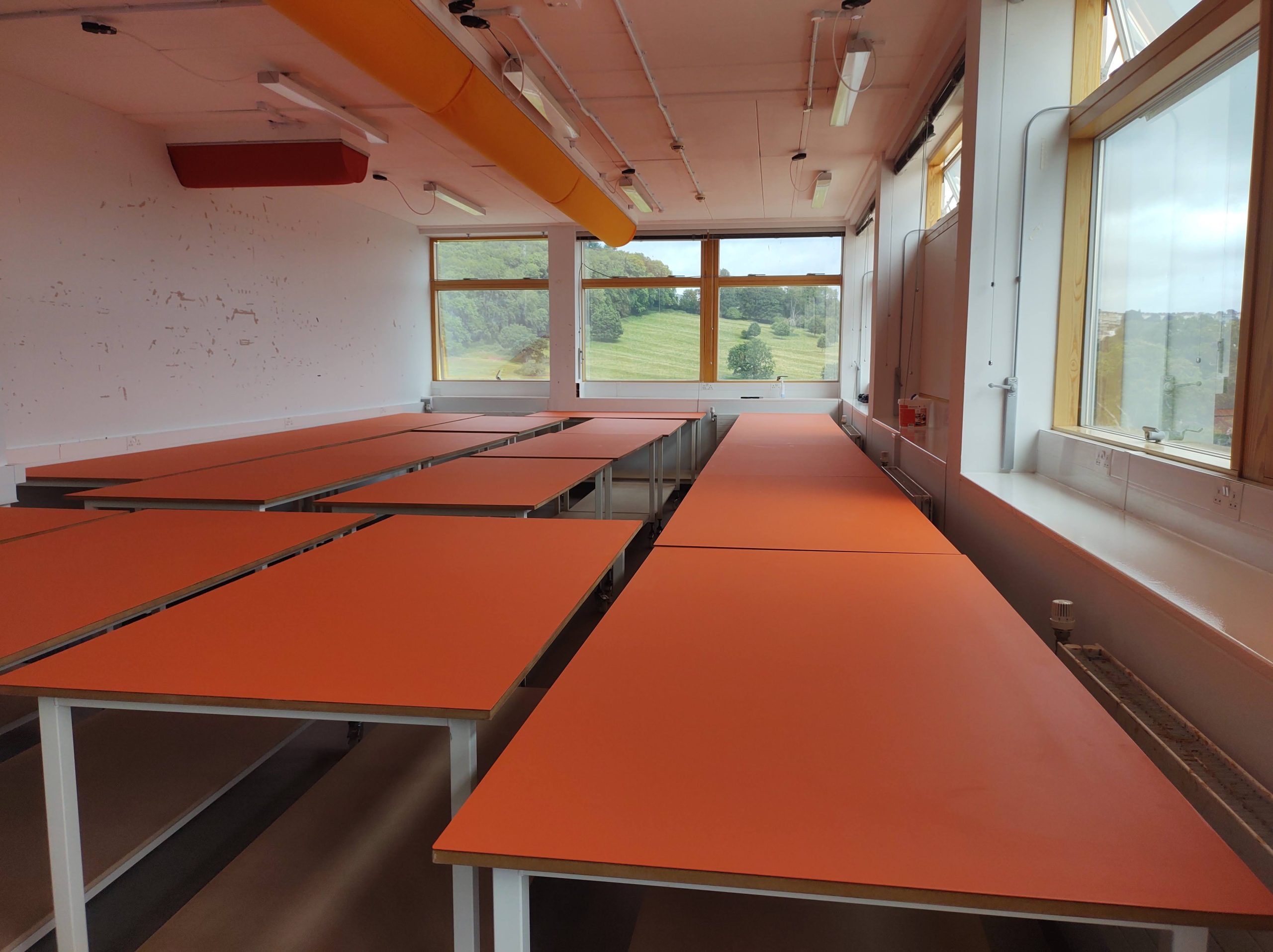 Orange worktop cutting tables