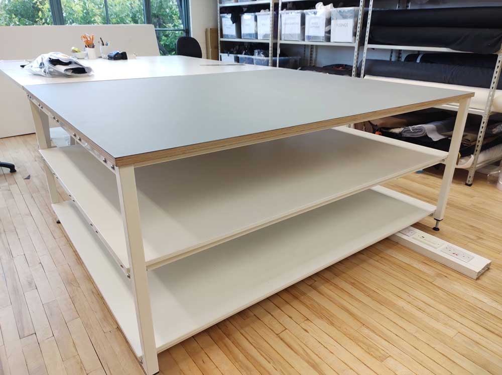 cutting table lower shelving storage