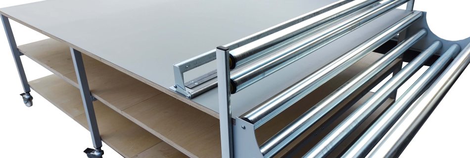 cutting table with roll holder cutter