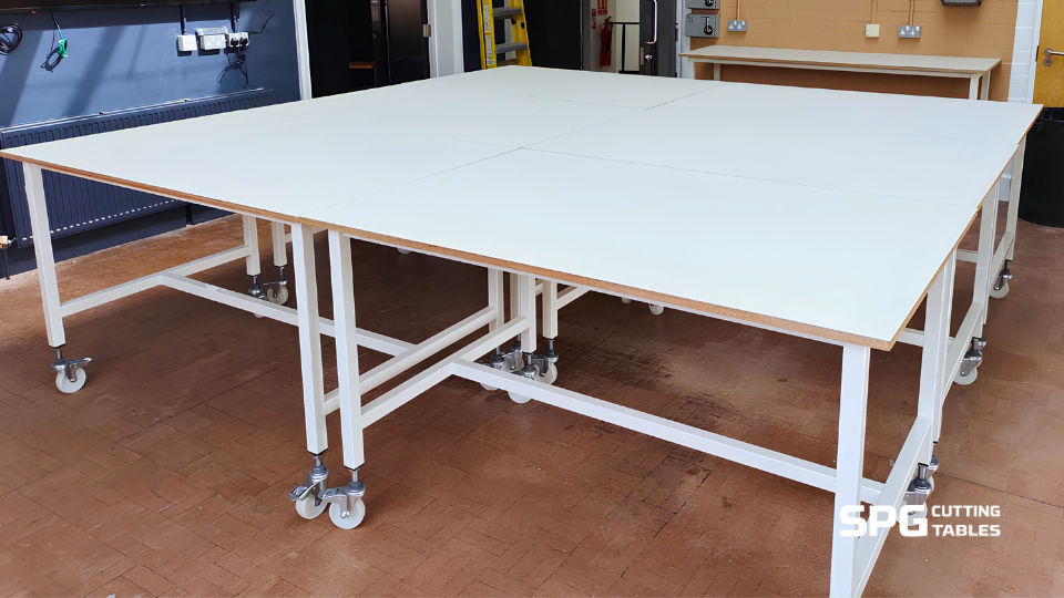 mobile cutting table in classroom